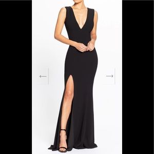 Sandra Plunge Crepe Trumpet Gown
